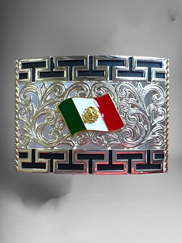 Hebilla Vaquera Mexico western Style Mexico Buckle Flag