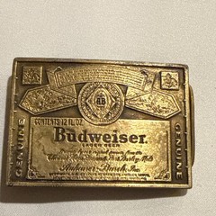Vintage Budweiser Belt Buckle Copper Tone Anheuser Bush 3 3/8&Prime; x 2 3/8&Prime;