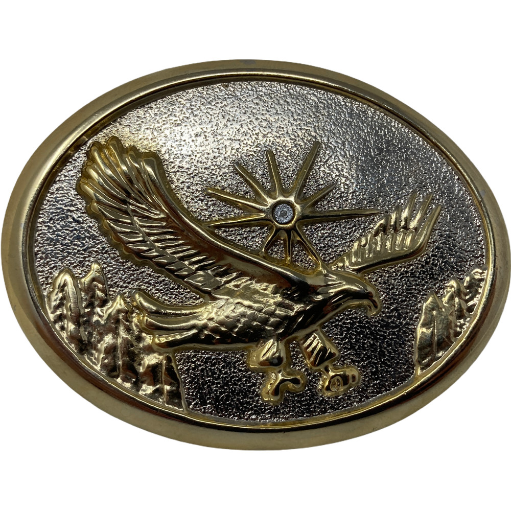 VTG Soaring Bald Eagle Sun Brass Belt Buckle Flying