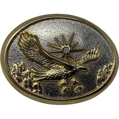 VTG Soaring Bald Eagle Sun Brass Belt Buckle Flying