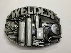 Welder Welding Soldering Tradesman Profession Silver Color NOS Belt Buckle