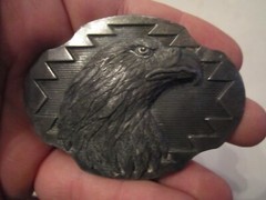 1990 EAGLE DESIGN BELT BUCKLE – VERY HEAVY – ARROYO GRANDE BUCKLE – BOX GW 2