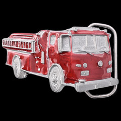 Red Fire Truck Engine Firefighter Fireman Belt Buckle (New Old Stock)