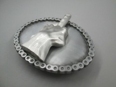 middle finger fuk you biker belt buckle