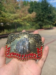 Western Buckle Gold Silver Red Black Red Horse Cowboy Buckle 2 » Hebilla Vaquero