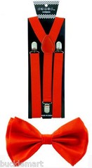 Adult Red SUSPENDERS and BOWTIE COMBO SET Unisex Adjustable Wedding bow tie