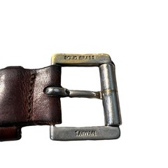 Vintage Brown Leather Belt Solid Brass Buckle Unbranded Boho Western Fits 34&Prime;