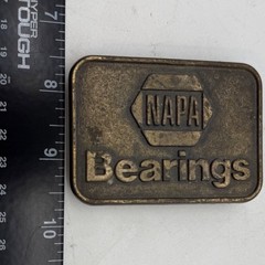 Vintage NAPA Bearings Belt Buckle RJ Roberts USA Brass Tone Automotive Promo