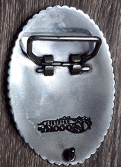 Vintage Nocona Western Belt Buckle Bull Rider Rodeo Silver Tone Floral Engraved