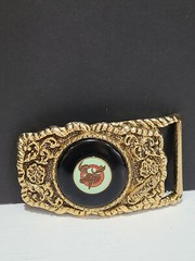 Vintage Loyal Order Of Moose Brass Belt Buckle P.A.P, HOWDY