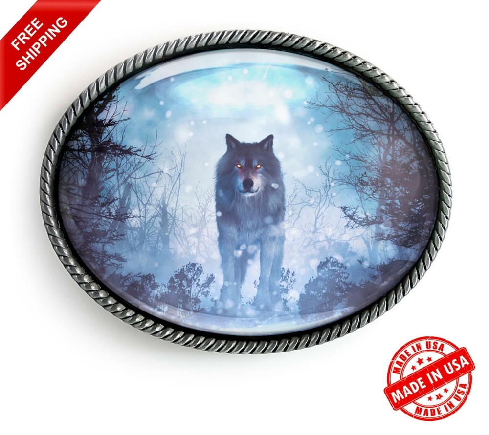 Wolf Belt Buckle – Native American Spirit Animal Handmade Buckle – 633