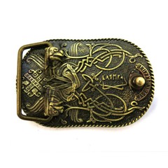 Brass belt buckle Runic trident, Ukrainian runic sign, Embroidered belt buckle
