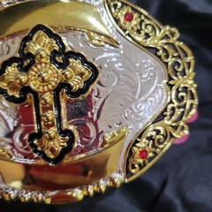 Cross Western belt Buckle Gold Silver red Religious Gift Item