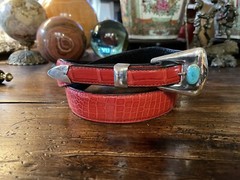 Navajo Sterling Silver Turquoise Belt Buckle 33-35-1.25-.75🐊✅
