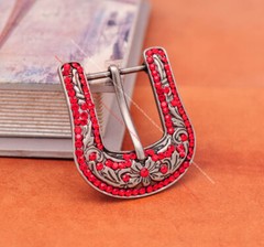 Red Crystal Rhinestone Western Cowboy Rodeo Belt Buckle Set Fit 30MM Strap