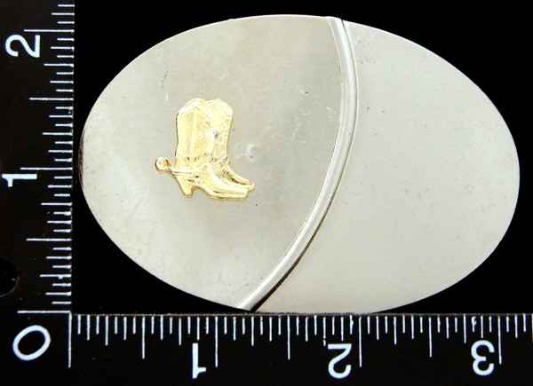 MG14131 VINTAGE **COWBOY BOOTS** OVAL SILVERTONE WESTERN BELT BUCKLE