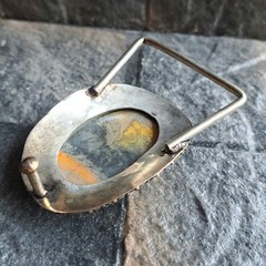 Bumblebee Jasper Oval Silver Plated Belt Buckle Bold Yellow Black Western Unisex