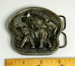 Jumbo Elephant western belt buckles pewter 1978 Bergamot Brass Works 3 inch