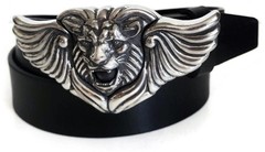 AL BERES TWO 1.5&Prime; LION WING BELT « BUCKLE ONLY » ANTIQUE SILVER PEWTER METAL USA