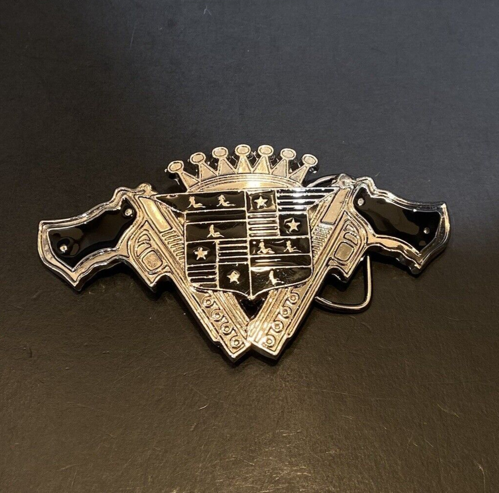 187 Inc Belt Buckle Guns Crest Emblem Black Enamel Silver Tone w/ Bottle Opener