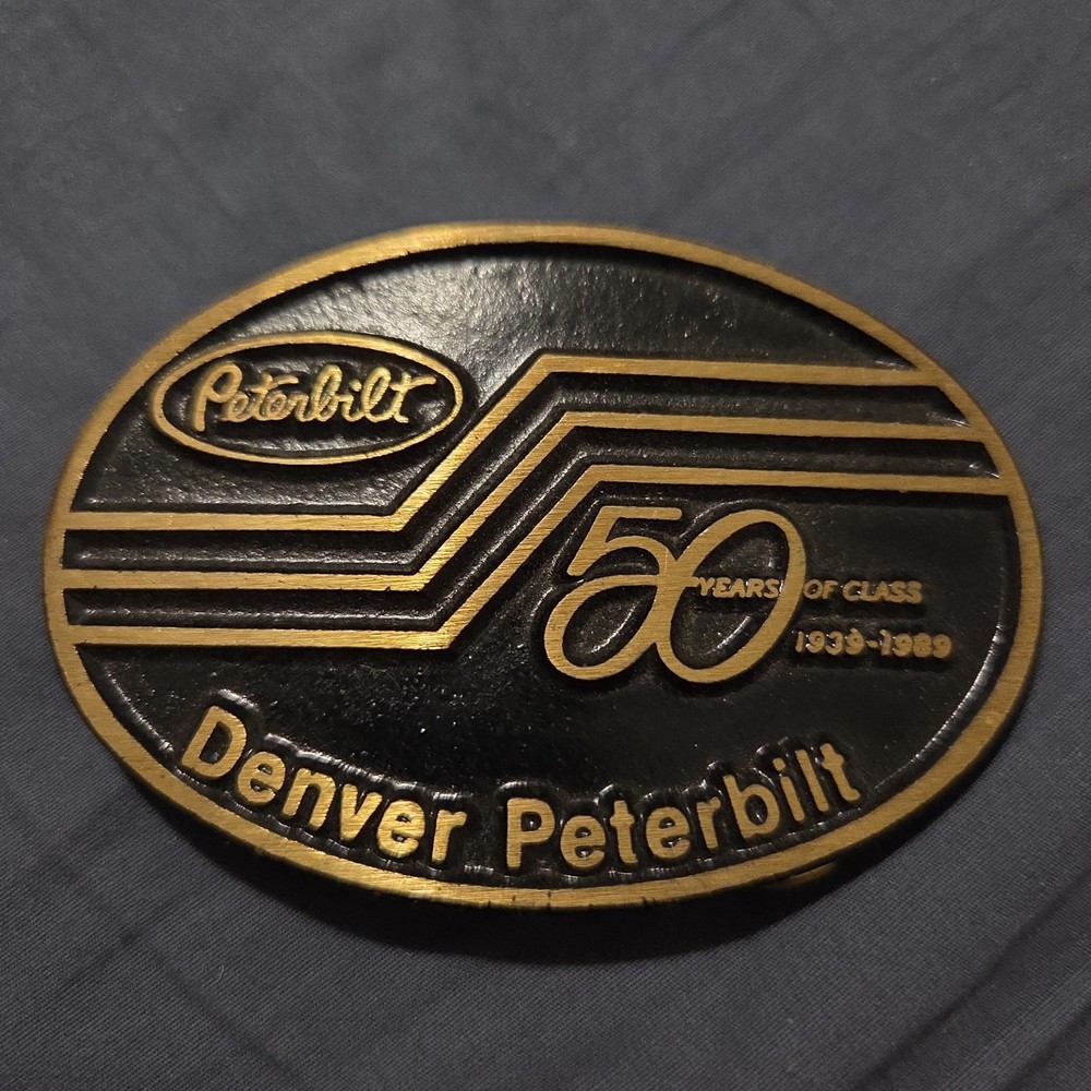 Peterbilt Dyna Belt Buckle Fisher Mfg Denver CO NOS Trucke Brass Semi Big Rig