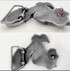 Motorcycle Silver Blue Metal Belt Buckle for Men Interchangeable