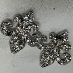 Laly Design Buckle 6 Pc Set Silver Tone Metal Rhinostone Fleur de Lis Tip