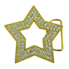 High-end Classic Love Gold Star Belt Buckle Metal Rhinestones Blinged Rock Dress