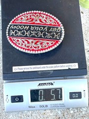 Western Buckle Silver Black Red Cowboy 4×3 for 2 » Hooey Buckle Hebilla Vaquero