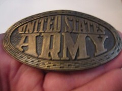 VINTAGE UNITED STATES ARMY BELT BUCKLE – ENLISTING VERY HEAVY -SOLID BRASS – GW5
