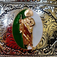 Saint jude San Judas Western belt Buckle Gold Silver Heavy With Star Zinc Alloy
