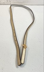 Tory Burch Reversible Logo Skinny Belt In Gold And Silver