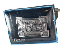 Nocona Mens Belt Buckle 3.5 x 2.5 in Cowboy Horse Cross Western Silver 1.5