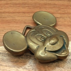 70s Baron Walt Disney Production Mickey Mouse Head Solid Brass Belt Buckle