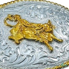 Rodeo Bull Rider Small Oval Belt Buckle