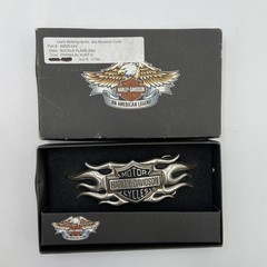 Vintage Y2K Belt Buckle HARLEY DAVIDSON Motorcycle Flames Chrome Metal Western