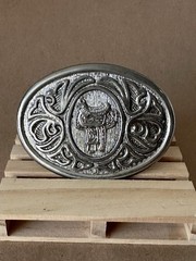 Vintage Avon Silver Saddle Belt Buckle Western Floral Scrollwork Cowboy 1970s