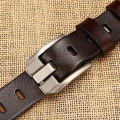 Men Women Real Leather Waist Belt Pin Buckle Wide Waistband Belt