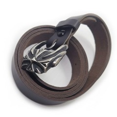 Cross Desing Sterling Silver Belt Buckle with Genuine Leather For 1inch Belt