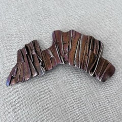 Vintage Copper Abstract Textured Brutalist Belt Buckle Unisex Adults ~5 in