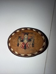 1970s vintage NATIVE AMERICAN belt buckle TOOLED leather THUNDERBIRD indian