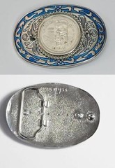 Silver Dollar Coins Set in Western Belt Buckles