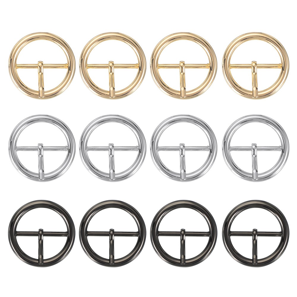 12Pcs 1.2&Prime; Single Prong Belt Buckle Metal Roller Buckle Black/Silver/Light Gold