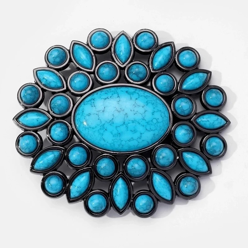 New Belt Buckle Alloy Turquoise Oval Casual Ethnic Bohemian Style