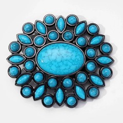 New Belt Buckle Alloy Turquoise Oval Casual Ethnic Bohemian Style
