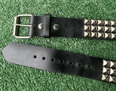 VTG 90s Manzoor Leather 3 Row Pyramid 1/2” Studded Belt Mens XL USA Made