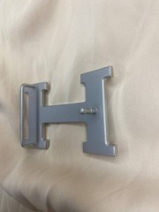Silver H 40mm Belt Buckle 1.5` Logo Replacement Buckle Designer Style