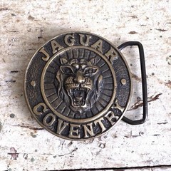 Vintage Jaguar Coventry Solid Brass Belt Buckle Growler Cat Head Logo 857 Taiwan
