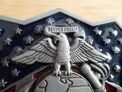 USMC Semper Fidelis US MARINE CORPS Belt Metal Buckle with Red & Blue Enamel