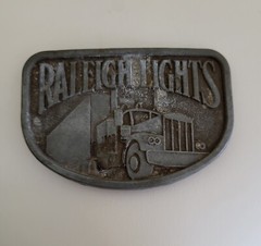 Vintage 18 Wheeler Semi Truck Driver Belt Buckle Tractor Trailer Raleigh Lights